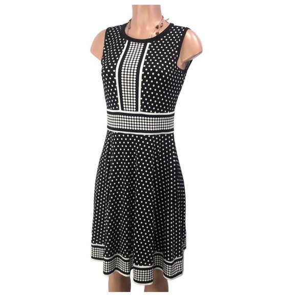 Michael Kors Simple Dot Fit & Flare Women Dress -Size S Black/White NWT - Picture 17 of 17